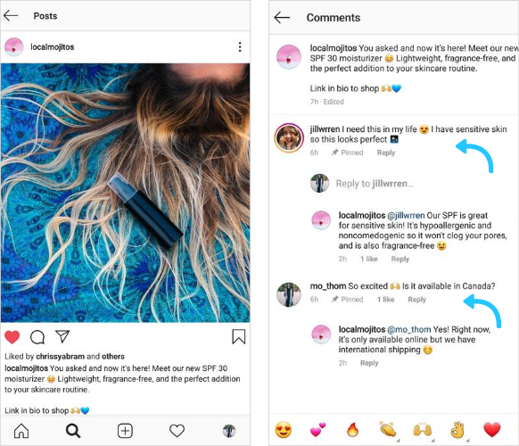 Instagram festede kommentarer