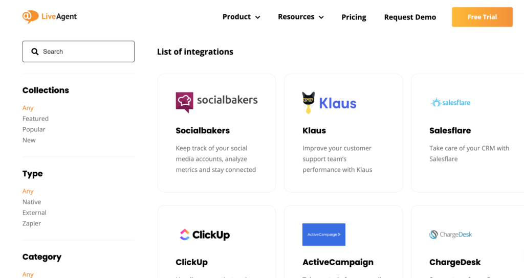 LiveAgent-integrasjoner