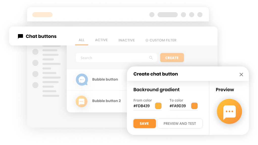 Mockup for live chat-tilkoblinger