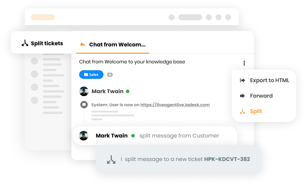 Splitt billetter-funksjon mockup