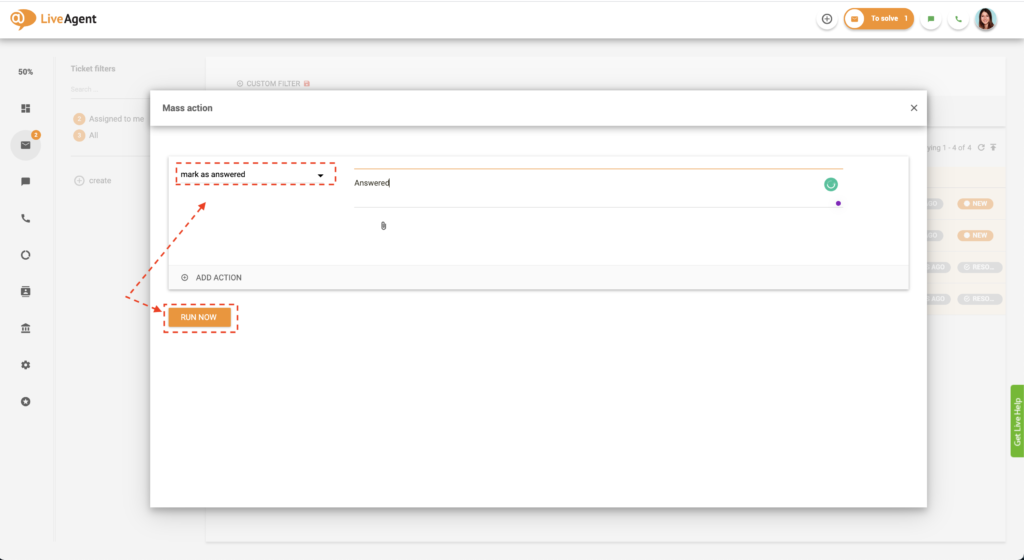 Velg massehandling fra liste