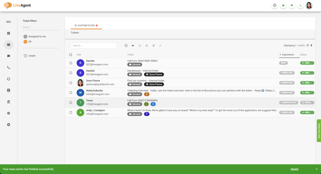 Vellykket massehandling-melding