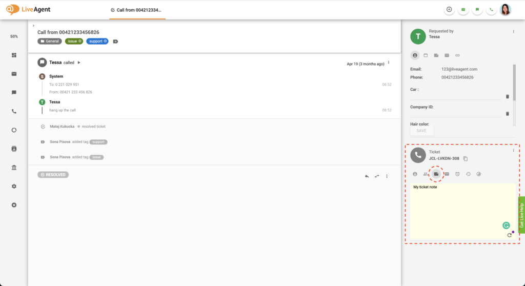 Billettfelt hjelpeskrank-notat