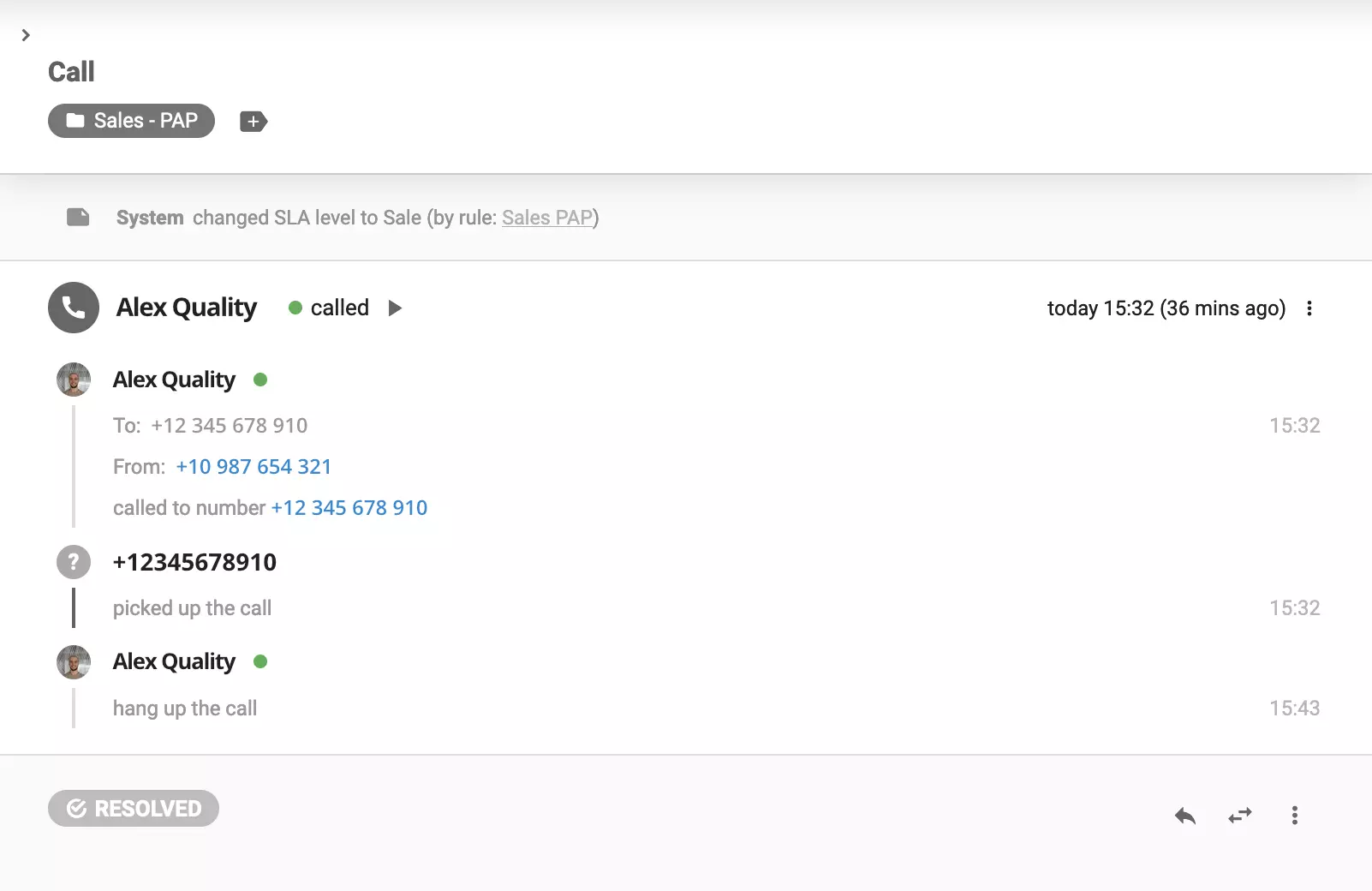 Samtaleopplysninger i LiveAgent