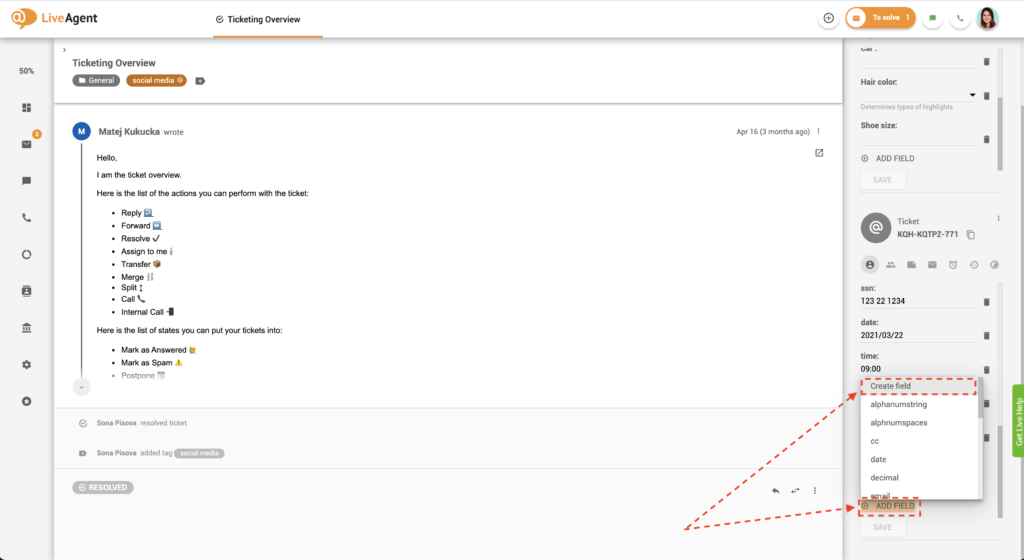 Legge til et nytt billettfelt i billettvisning