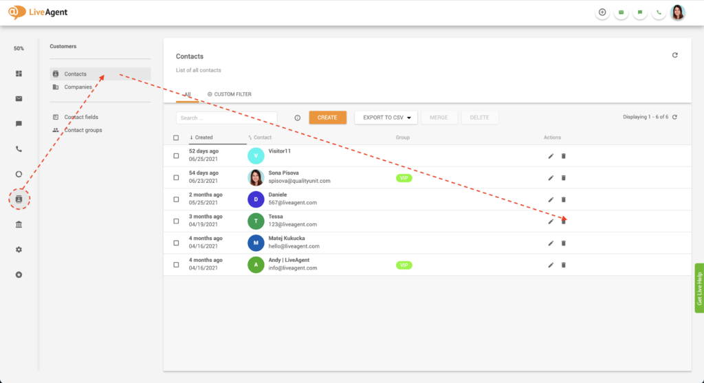 Rediger kontaktnotat i LiveAgent