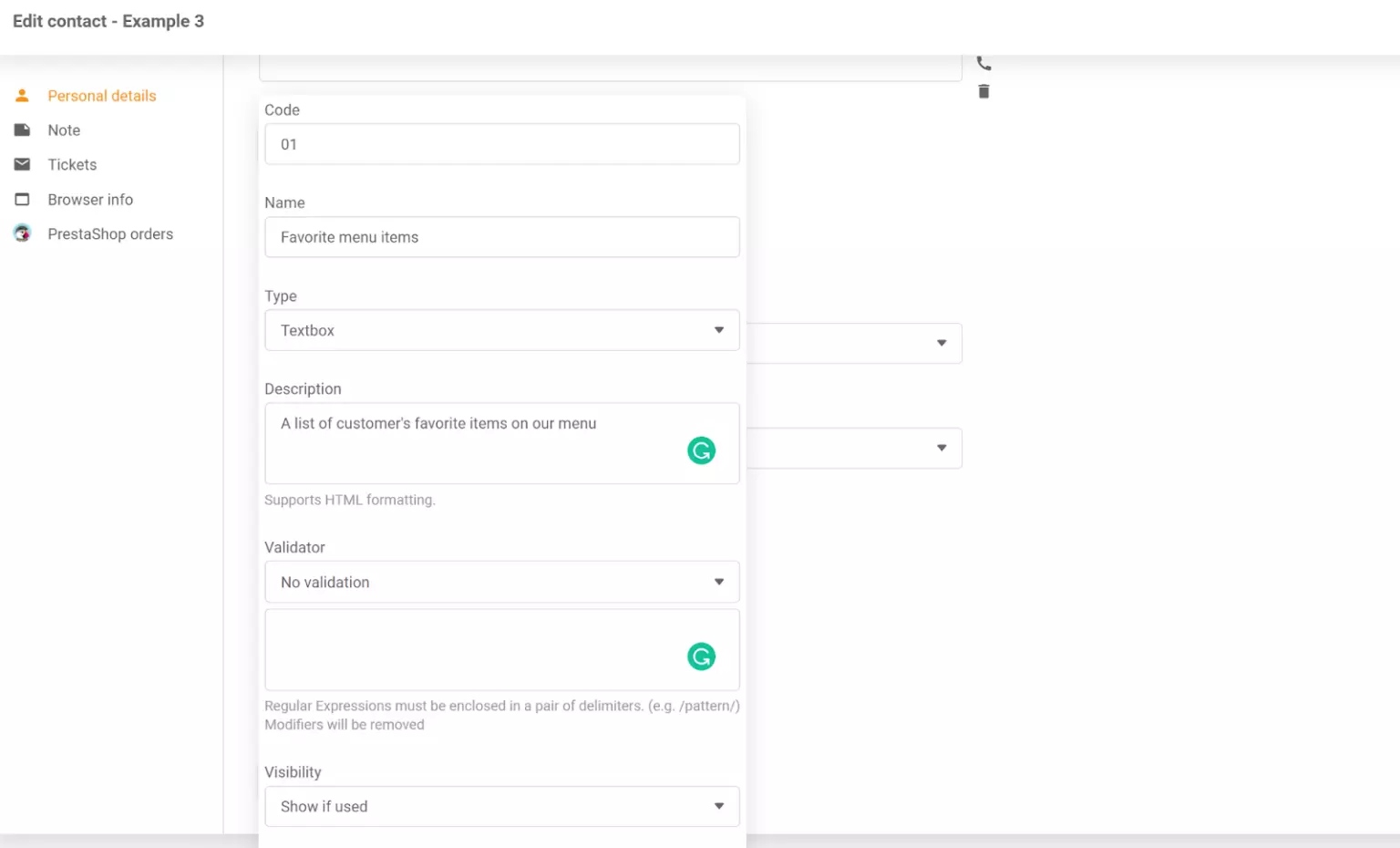 En ny kontakt lagt til LiveAgent-kontaktlisten
