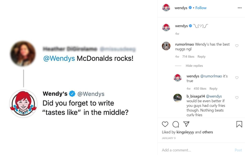 Wendys sterke Instagram-presens