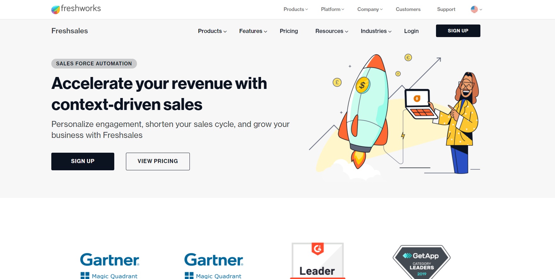 Freshworks Freshsales-hjemmeside