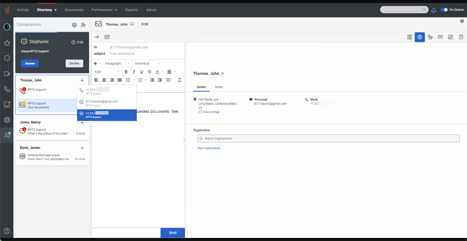 Genesys Cloud brukergrensesnitt