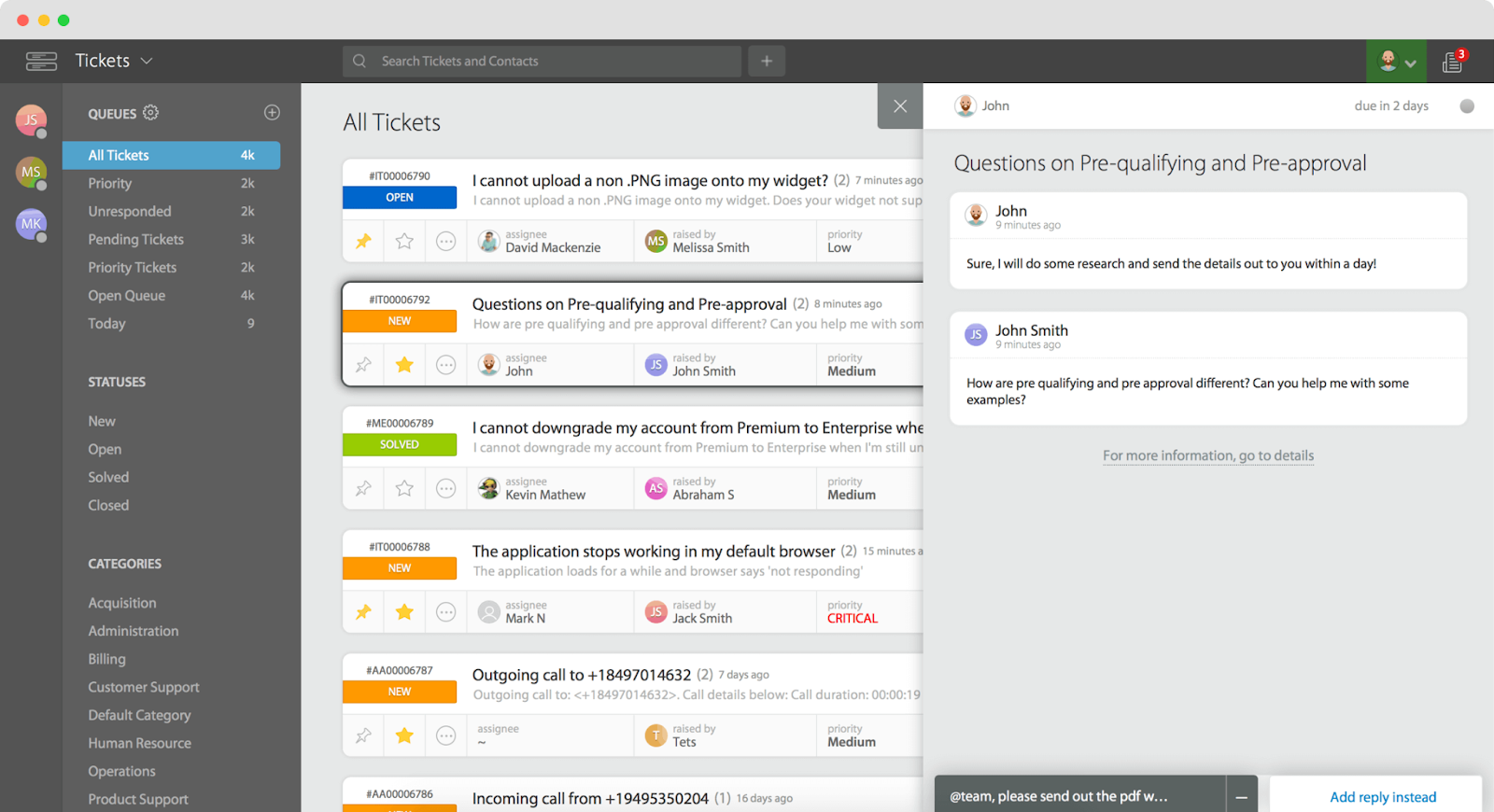 HappyFox brukergrensesnitt