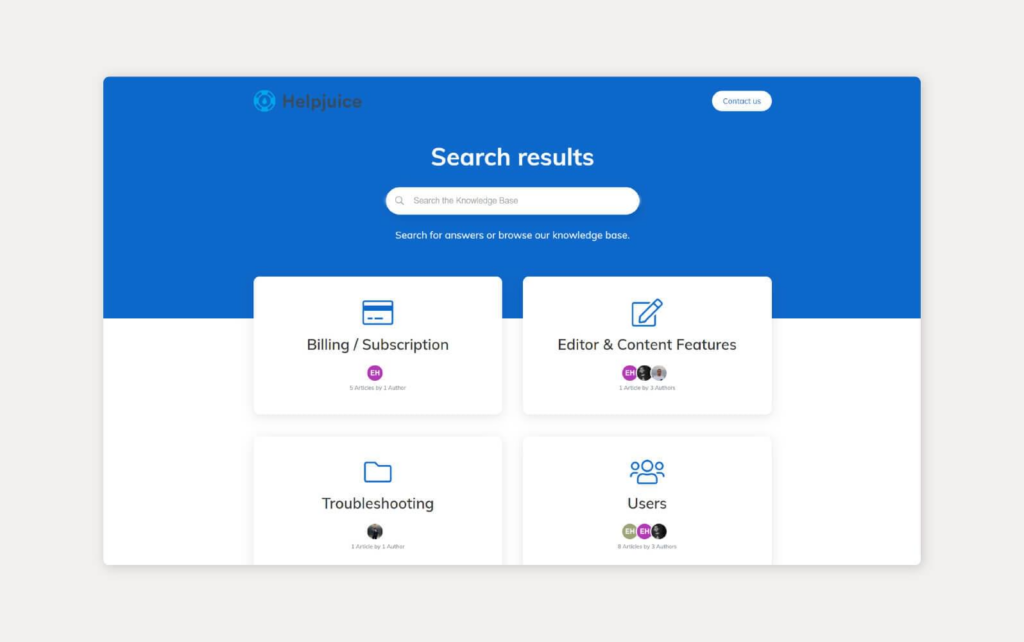 HelpJuice kunnskapsbasesystem i bruk