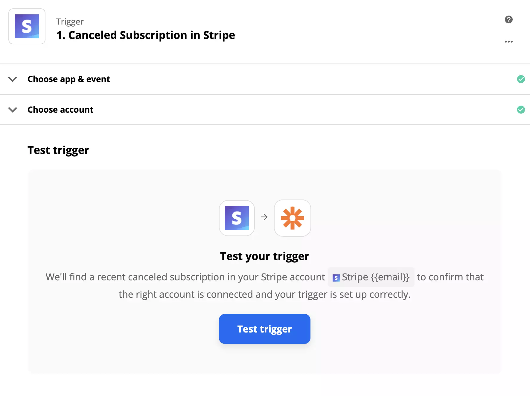 Stripe-trigger-test på Zapier