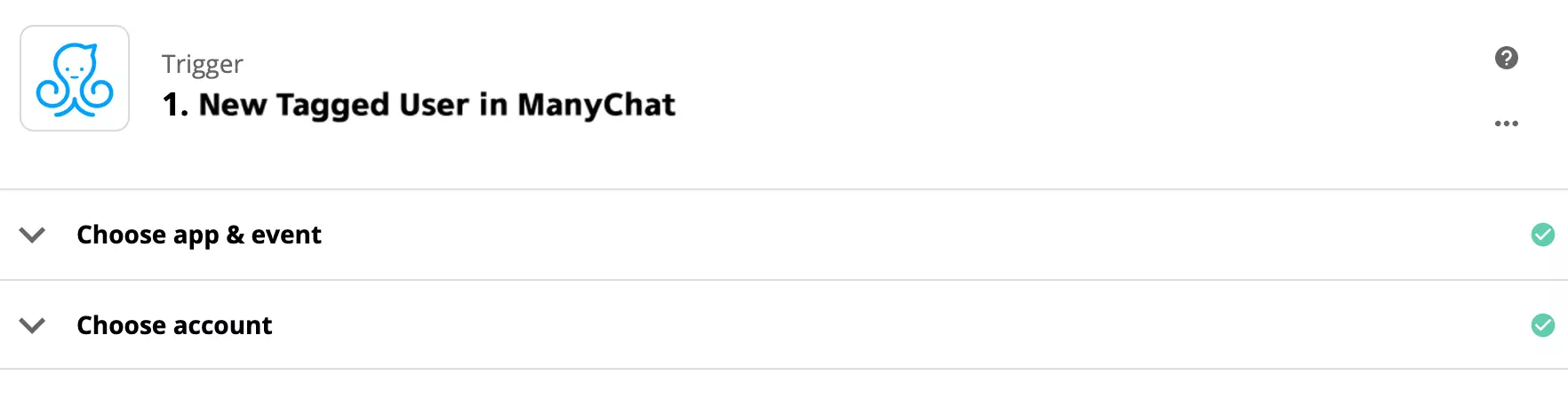 ManyChat-triggeroppsett på Zapier