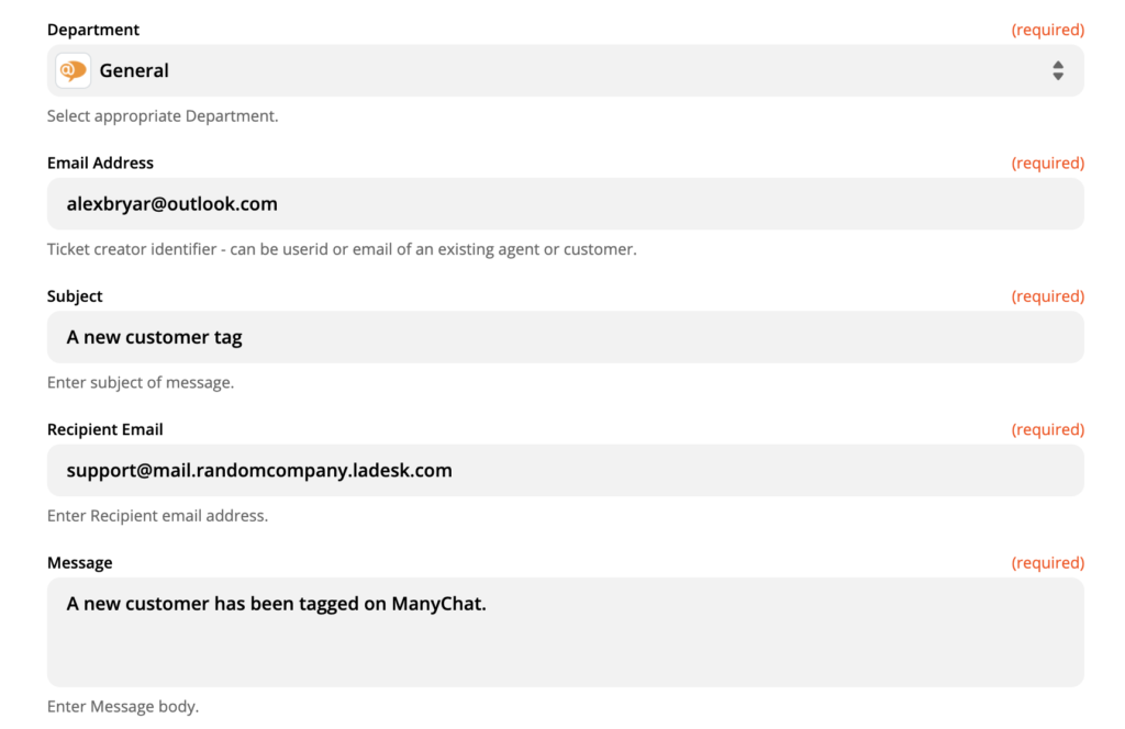 LiveAgent-handlingsoppsett på Zapier