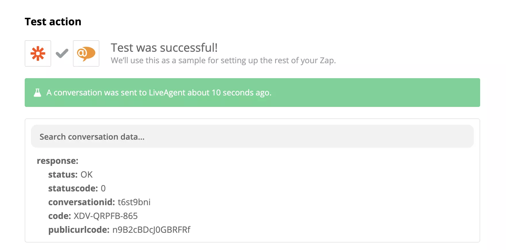 En vellykket test av en Stripe og LiveAgent-integrasjon