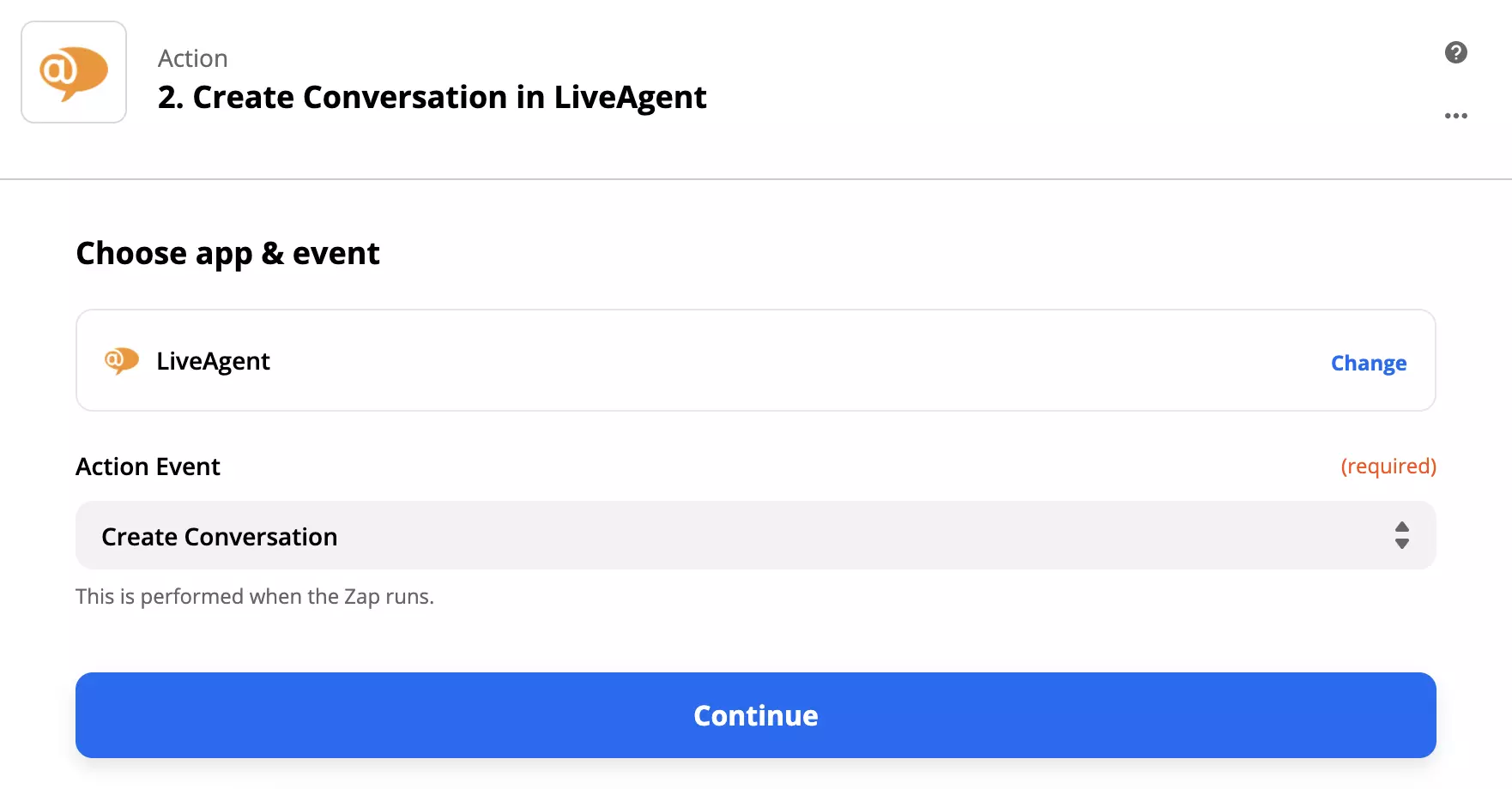 LiveAgent action setup on Zapier