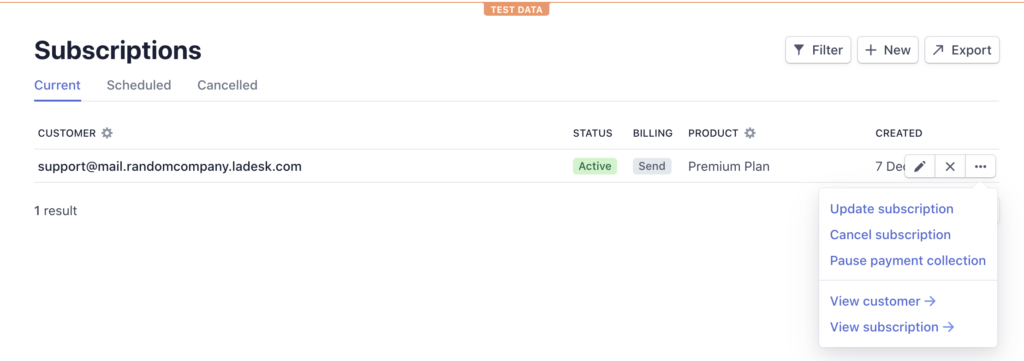 Hvor du avbryter et abonnement i Stripe