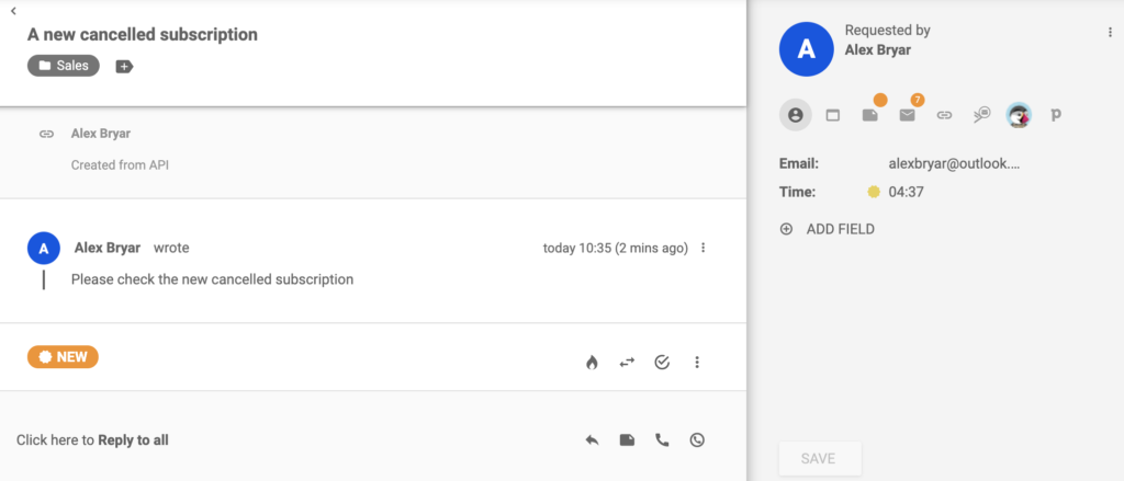 En billett om et nytt avbrutt abonnement