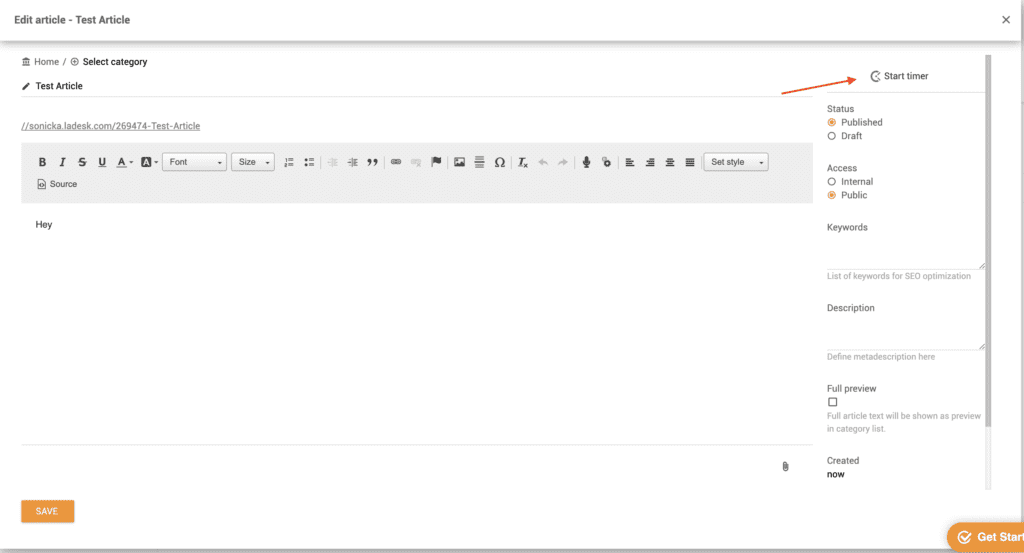 Clockify-timer i kunnskapsbase
