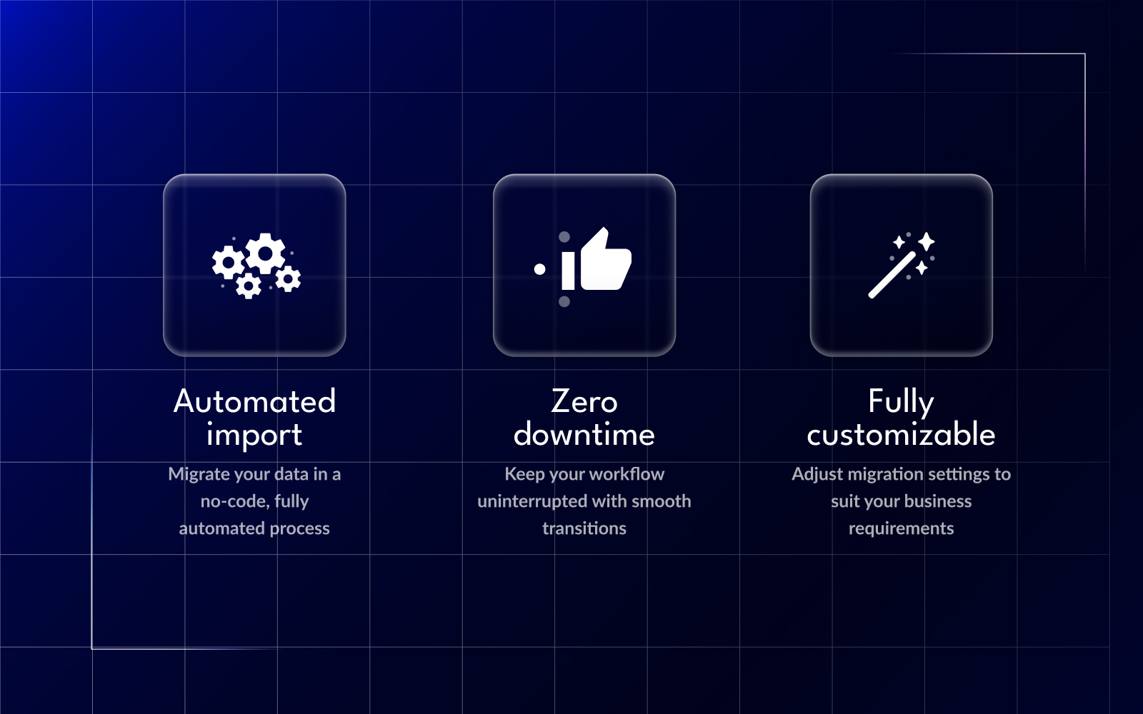 Nøkkelfunksjoner i Help Desk Migration