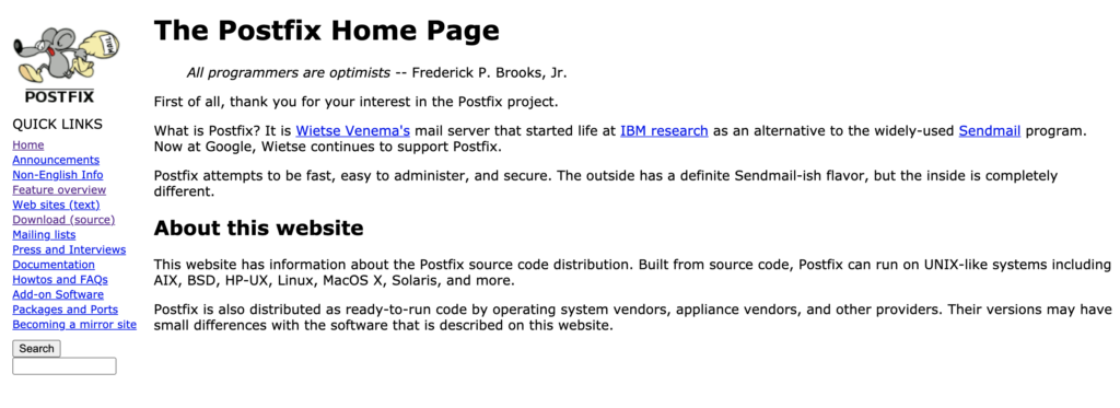 Postfix website with explanation of Postfix