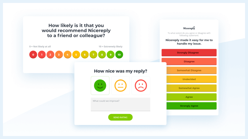Nicereply undersøkelsestilpassingsalternativer