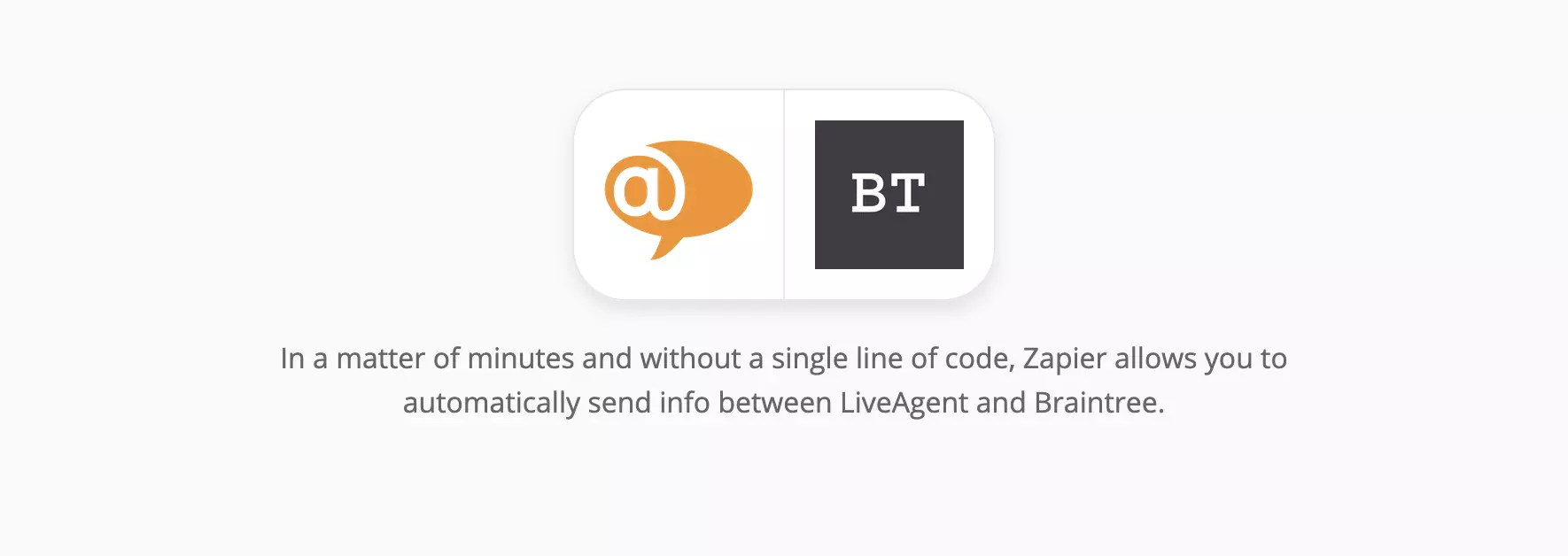 LiveAgent og Braintree-integrasjonsside på Zapier