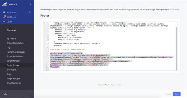 Bigcommerce LiveAgent integration
