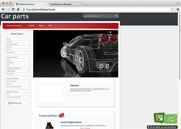 Fortune 3 live chat-integrasjon aktiv