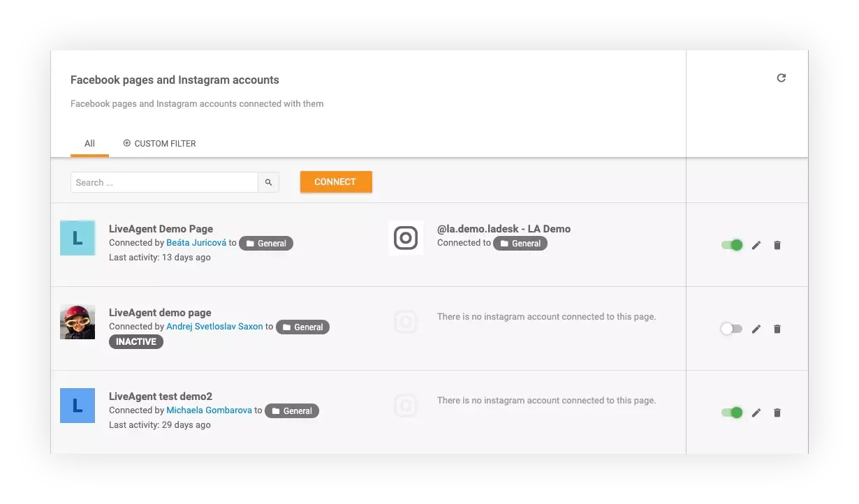 Koble Facebook- og Instagram-kontoer til LiveAgent