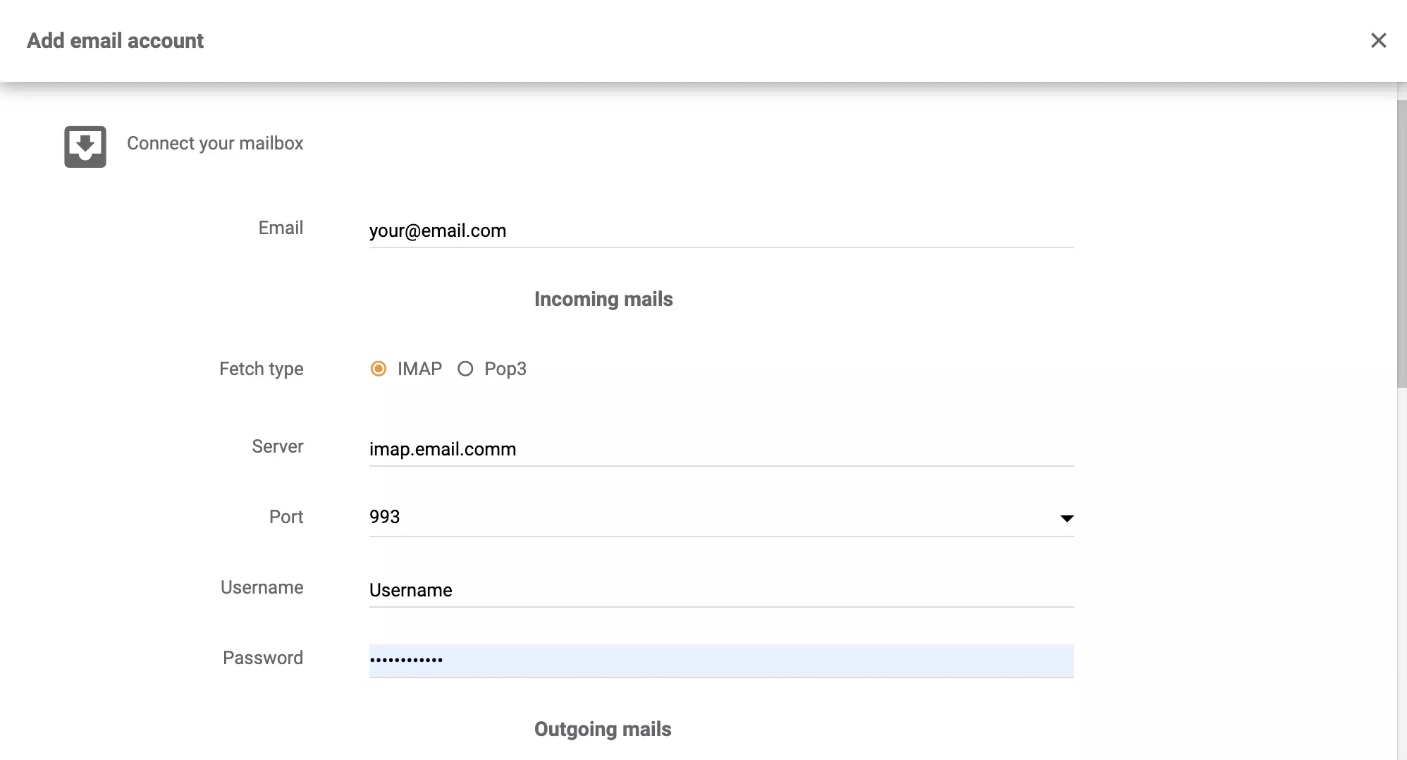 hMailServer-integrasjonskonfigurering i LiveAgent