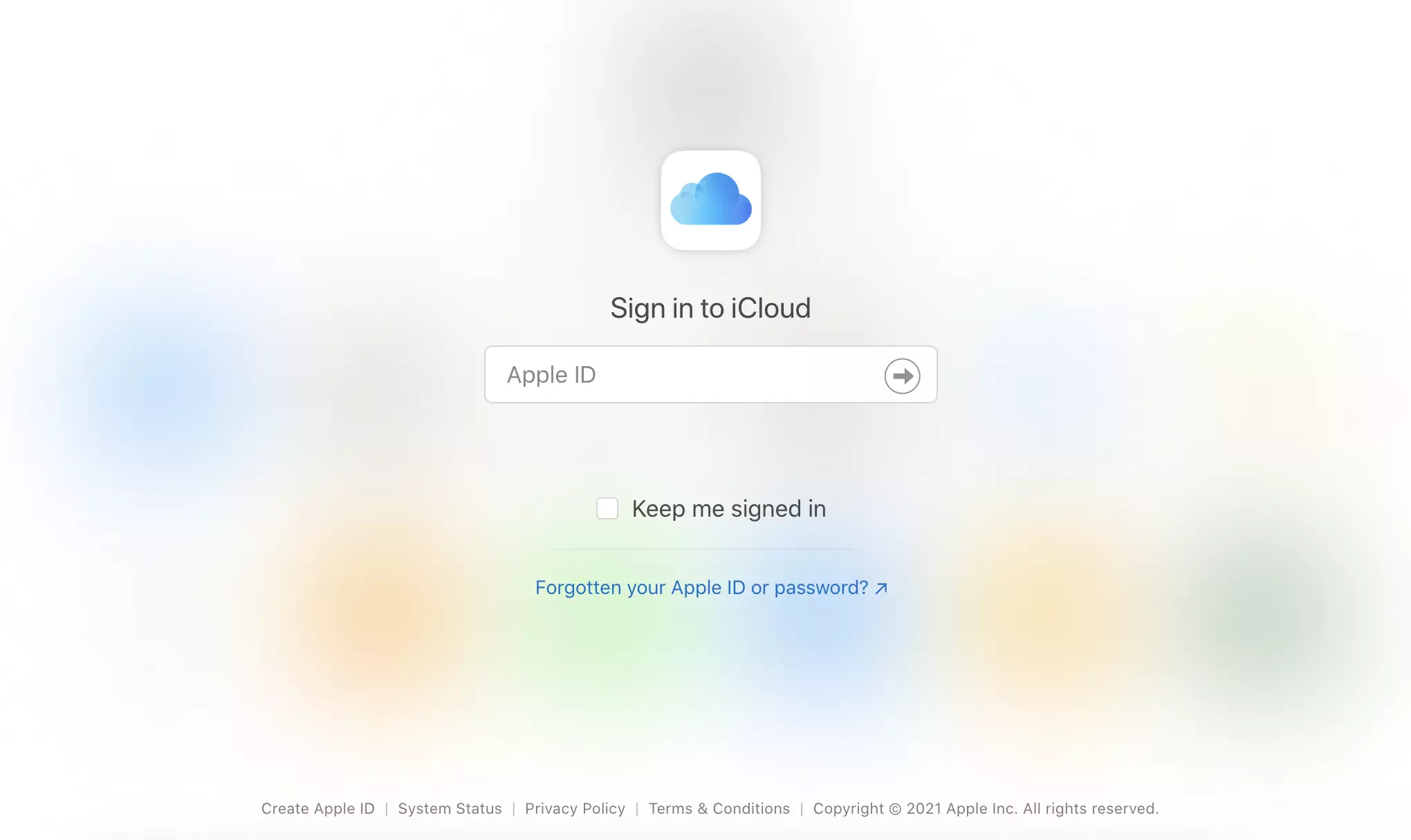 iCloud-nettsted med påloggingsalternativer