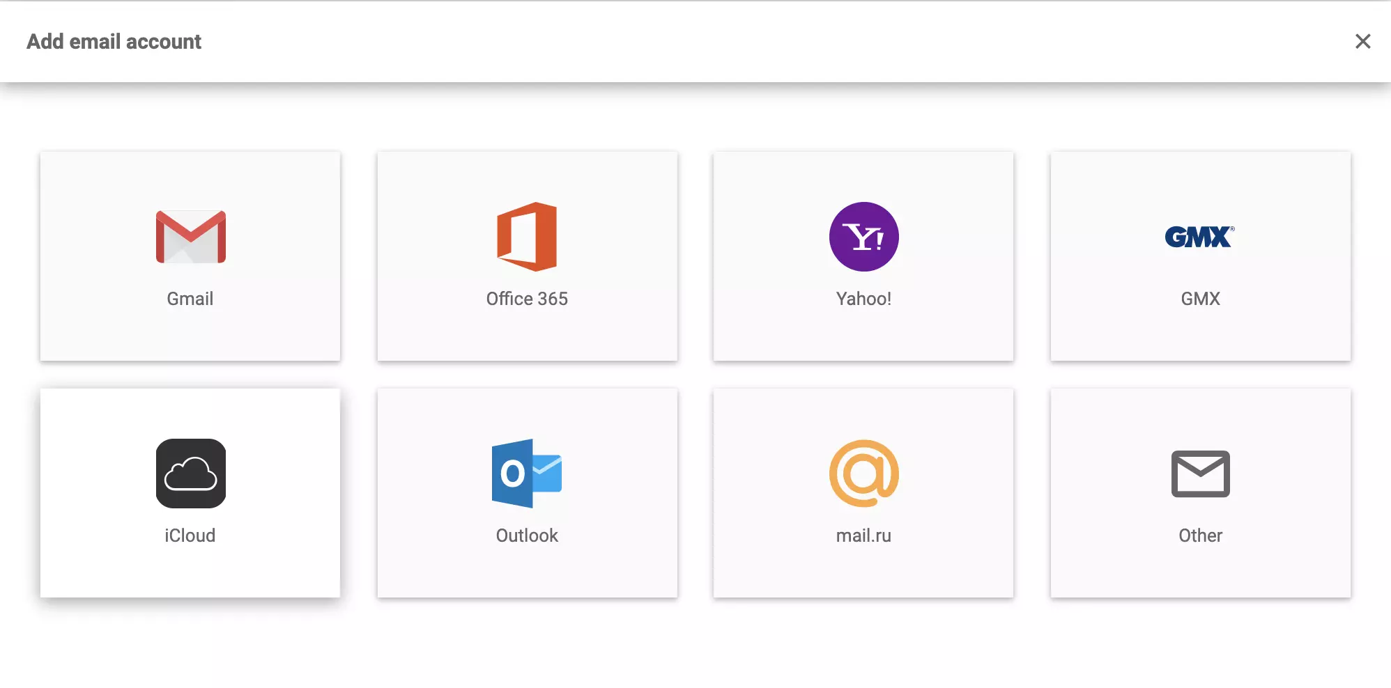 iCloud i LiveAgent e-postinnstillinger