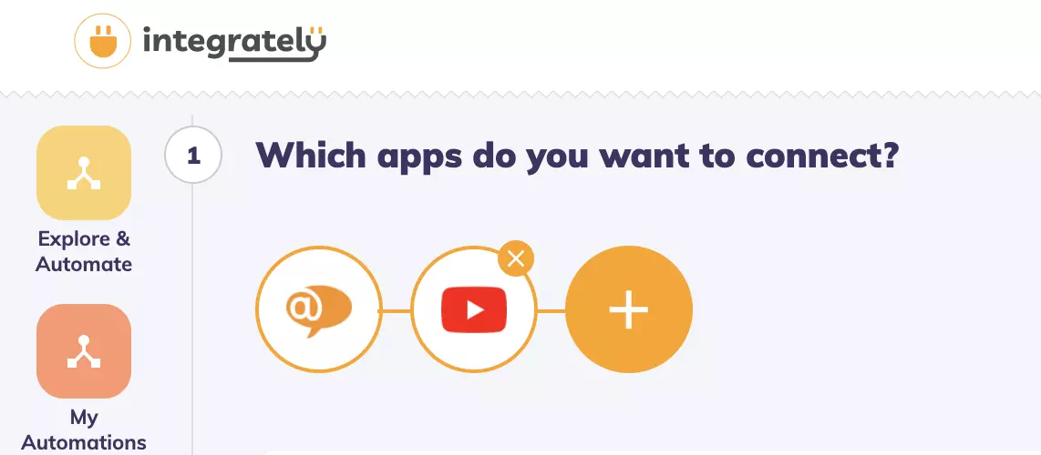 Integrately med apper valgt og klar for integrasjon