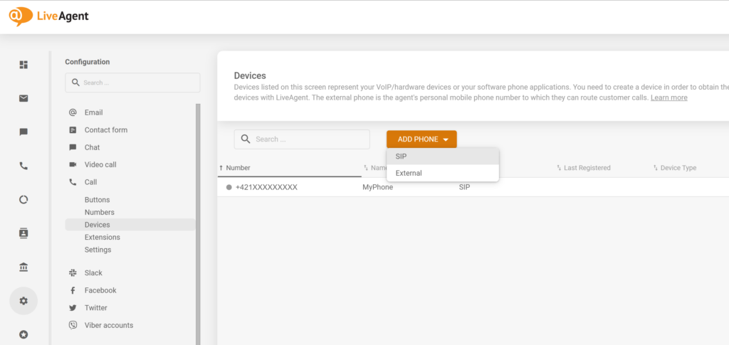 Hvordan legge til en ny SIP-telefon i LiveAgent-konfigurasjonen