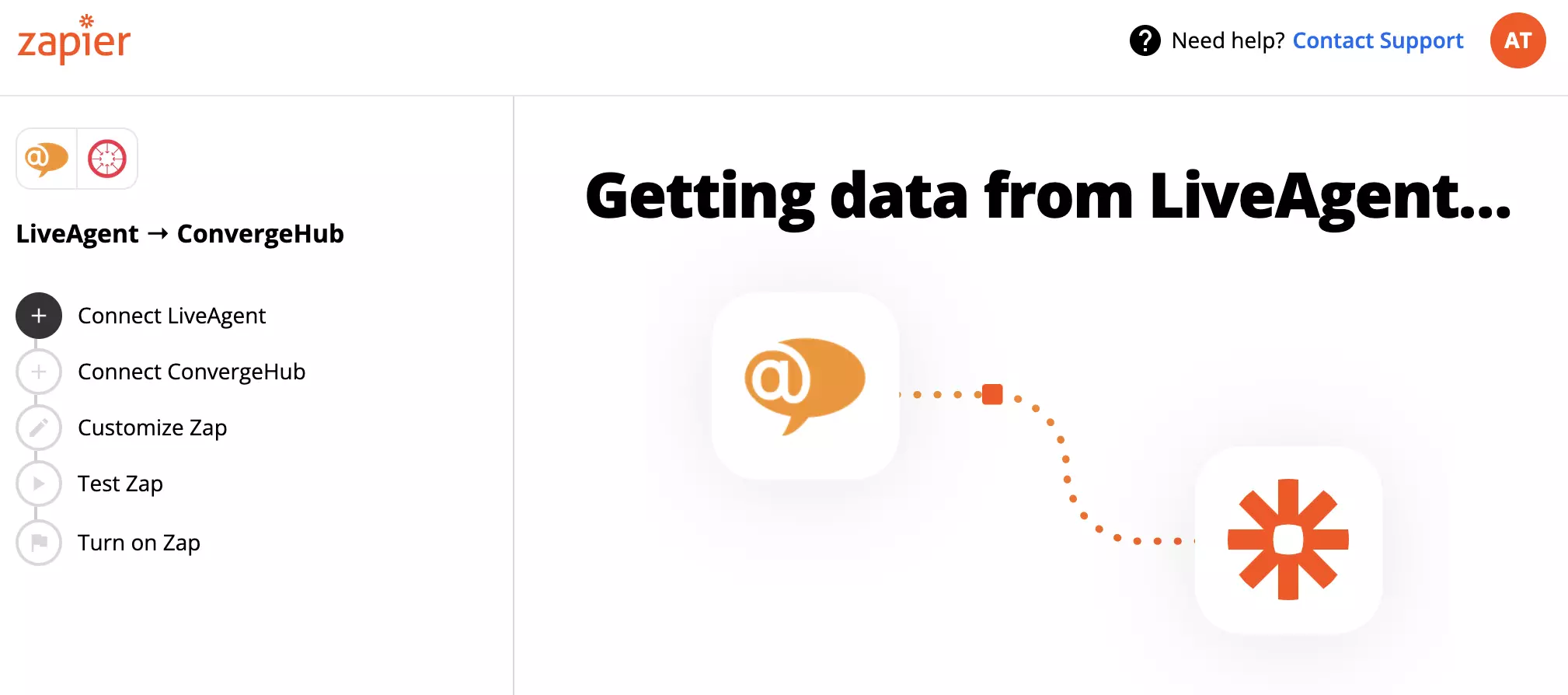 Kobler LiveAgent og ConvergeHub-kontoer med Zapier