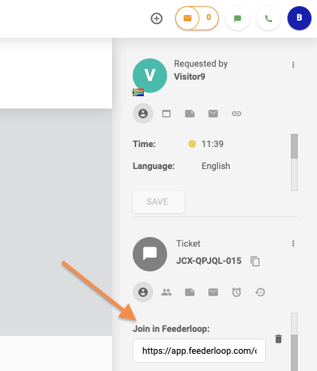 LiveAgent Feederloop integrasjon inne i billetten