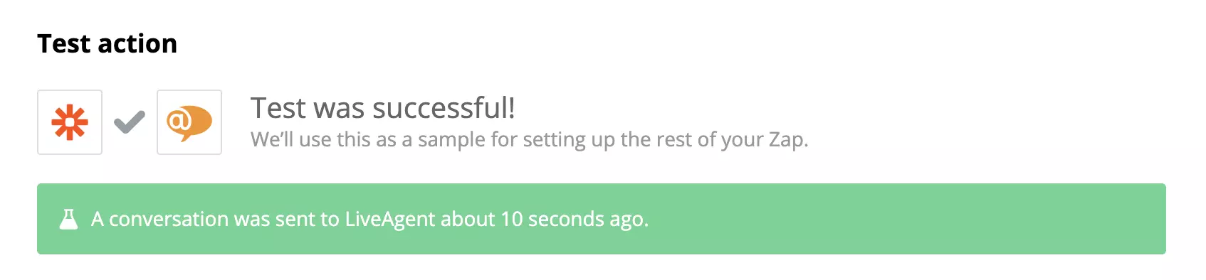 En vellykket test av HubSpot- og LiveAgent-integrasjon