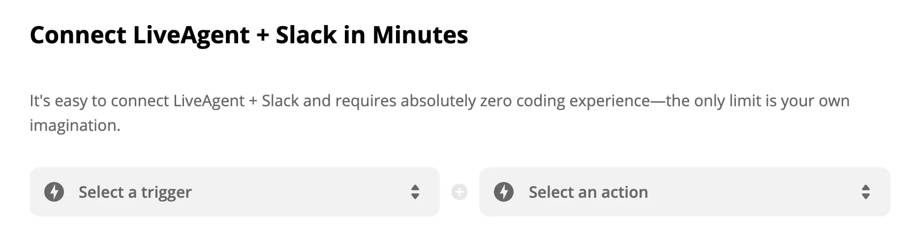 LiveAgent + Slack-utløser og handlingsvalg på Zapier