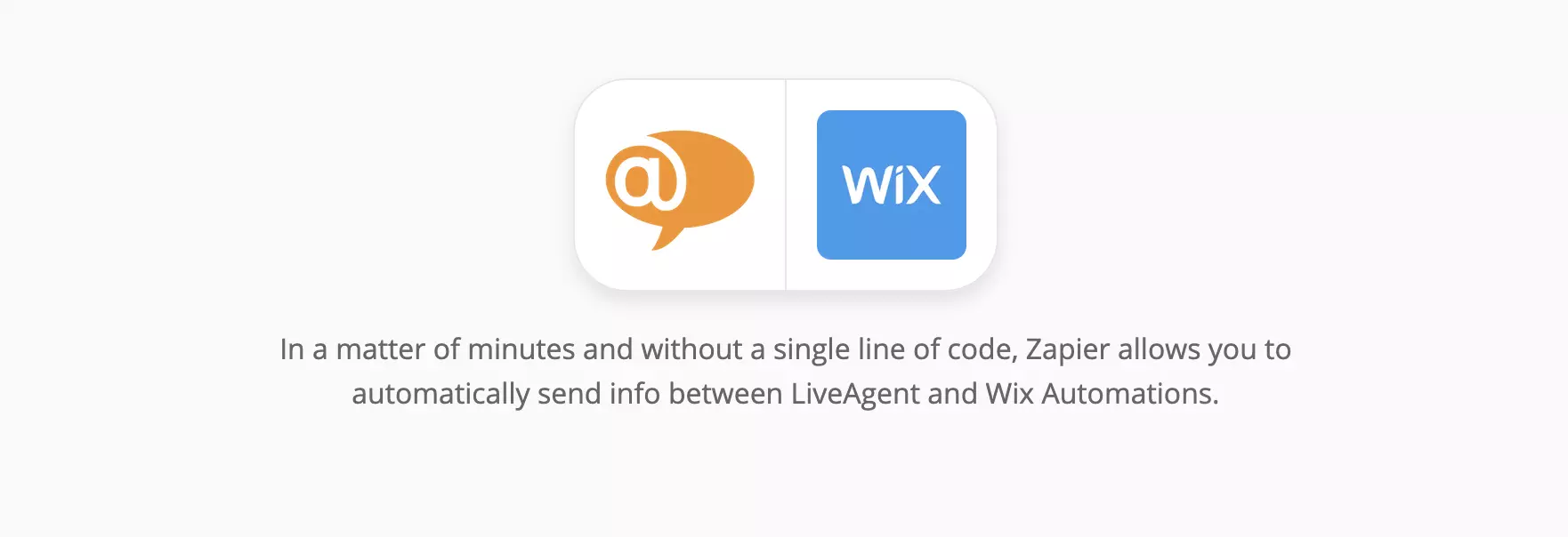 LiveAgent og Wix-integreringsside på Zapier