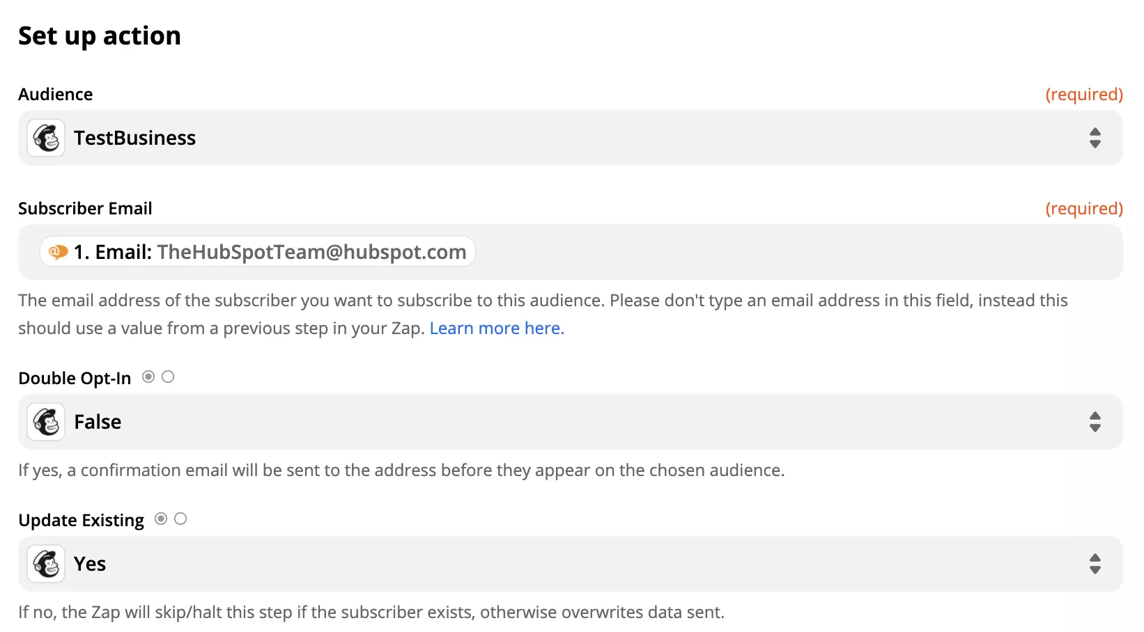 Mailchimp-handlingsoppsett