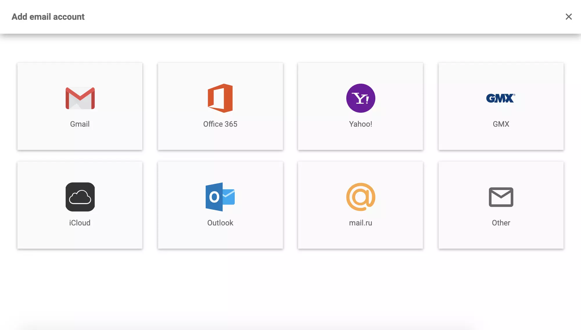 Mail.ru i LiveAgent-innstillinger når du legger til ny e-postadresse