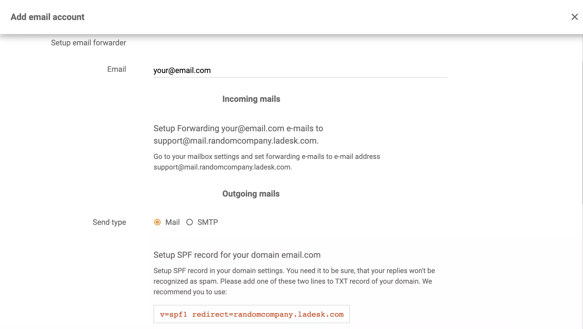 Microsoft Exchange Server e-postvideresendings oppsett i LiveAgent