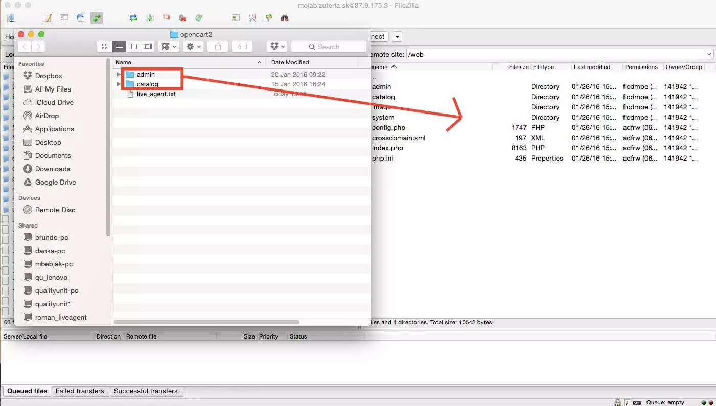 OpenCart LiveAgent-integrasjon - Last opp filer