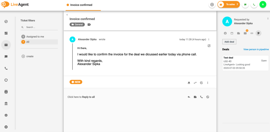 PipeDrive-avtale i LiveAgent