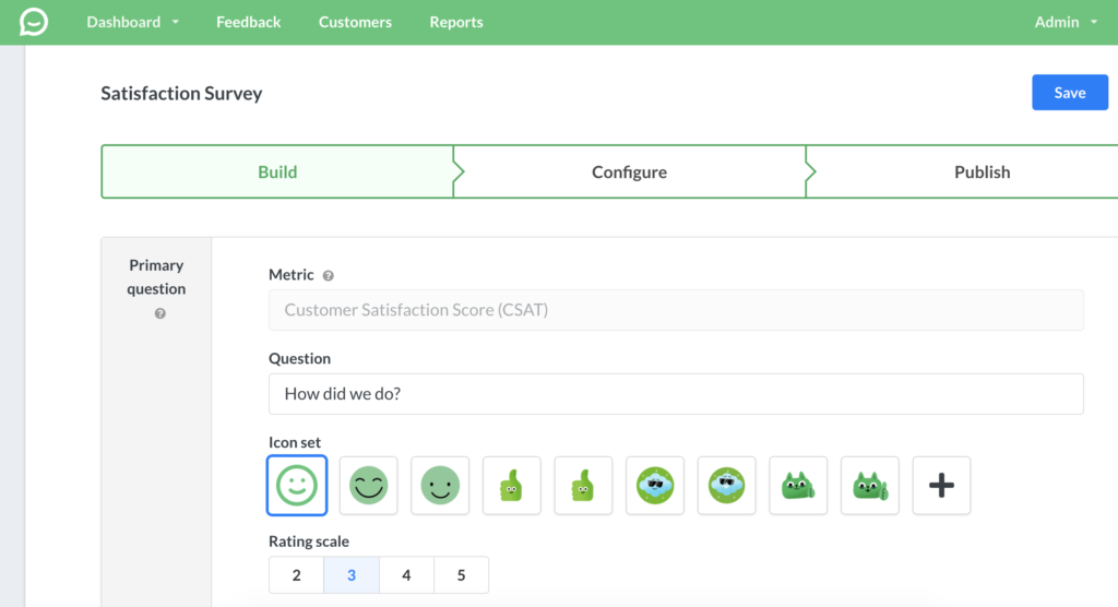 Tilpasset undersøkelsesopprettelse i Simplesat