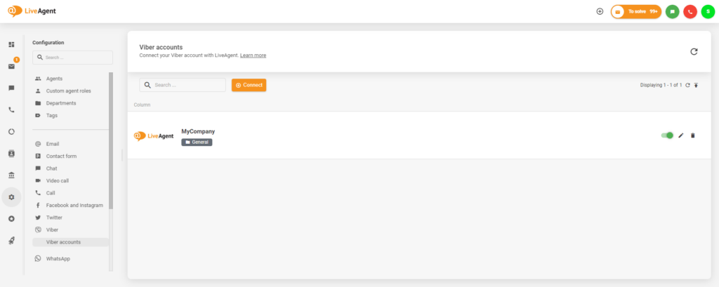 Vellykket integrasjon mellom Viber og LiveAgent