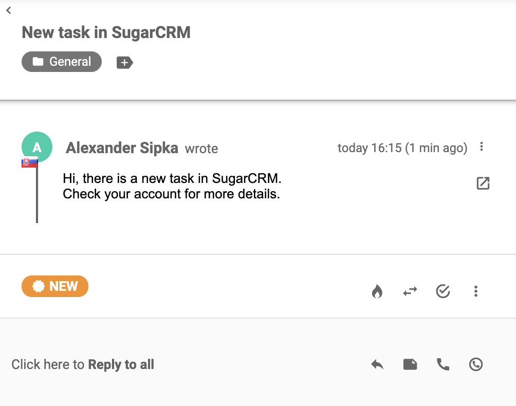 En sak som har kommet inn i LiveAgent etter vellykket integrasjon med SugarCRM