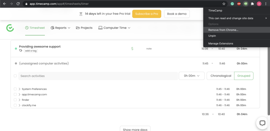 Timecamp plugin-alternativer i Google Chrome